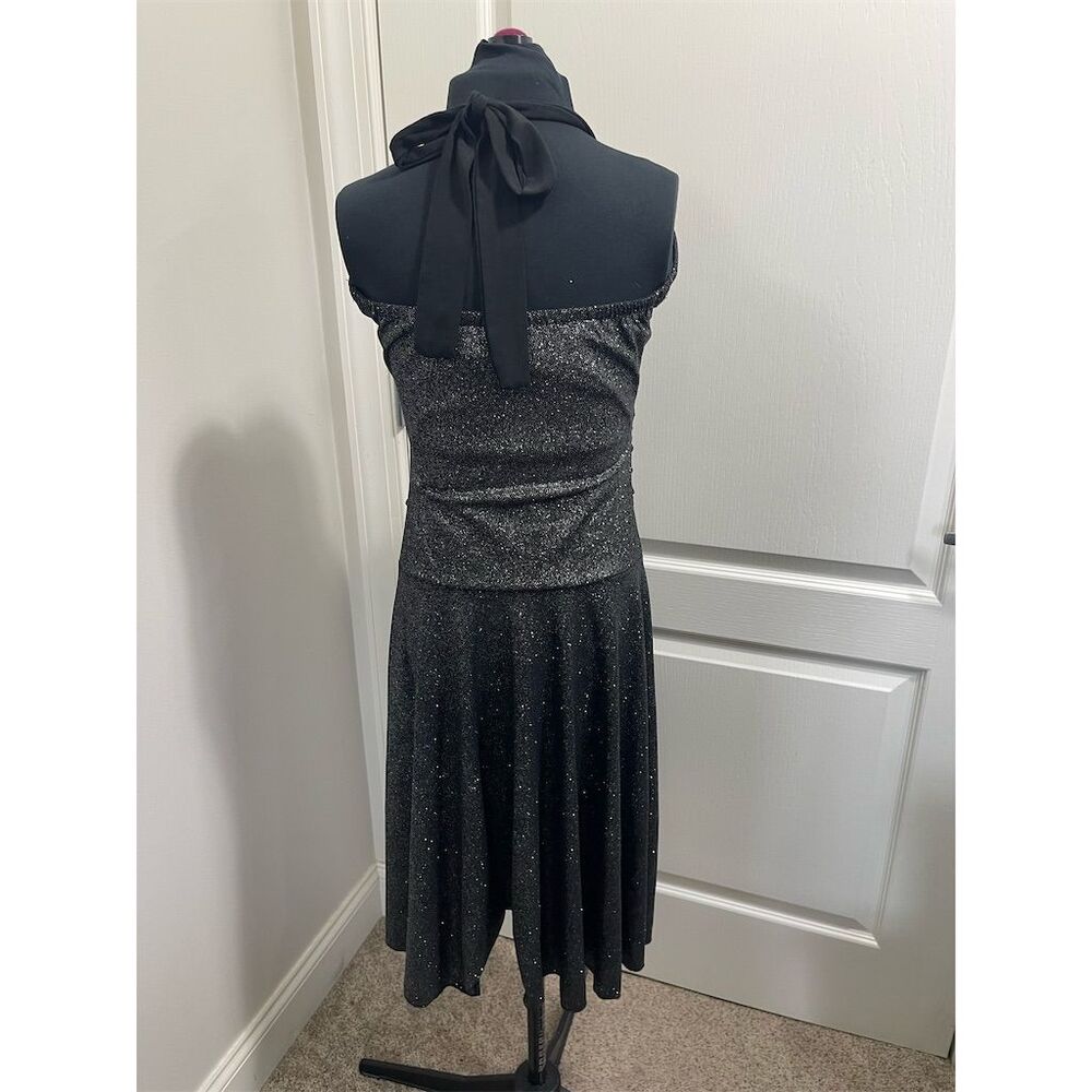 EnFocus Studio Vintage Halter Neck Dress Black Silver Sparkle Size 12 sku156 - Picture 3 of 10